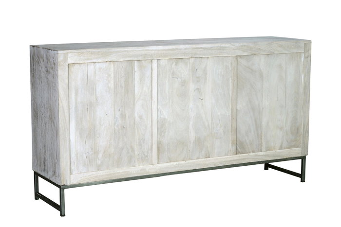 GINER Y COLOMER Buffet en bois de manguier et métal blanc vieilli